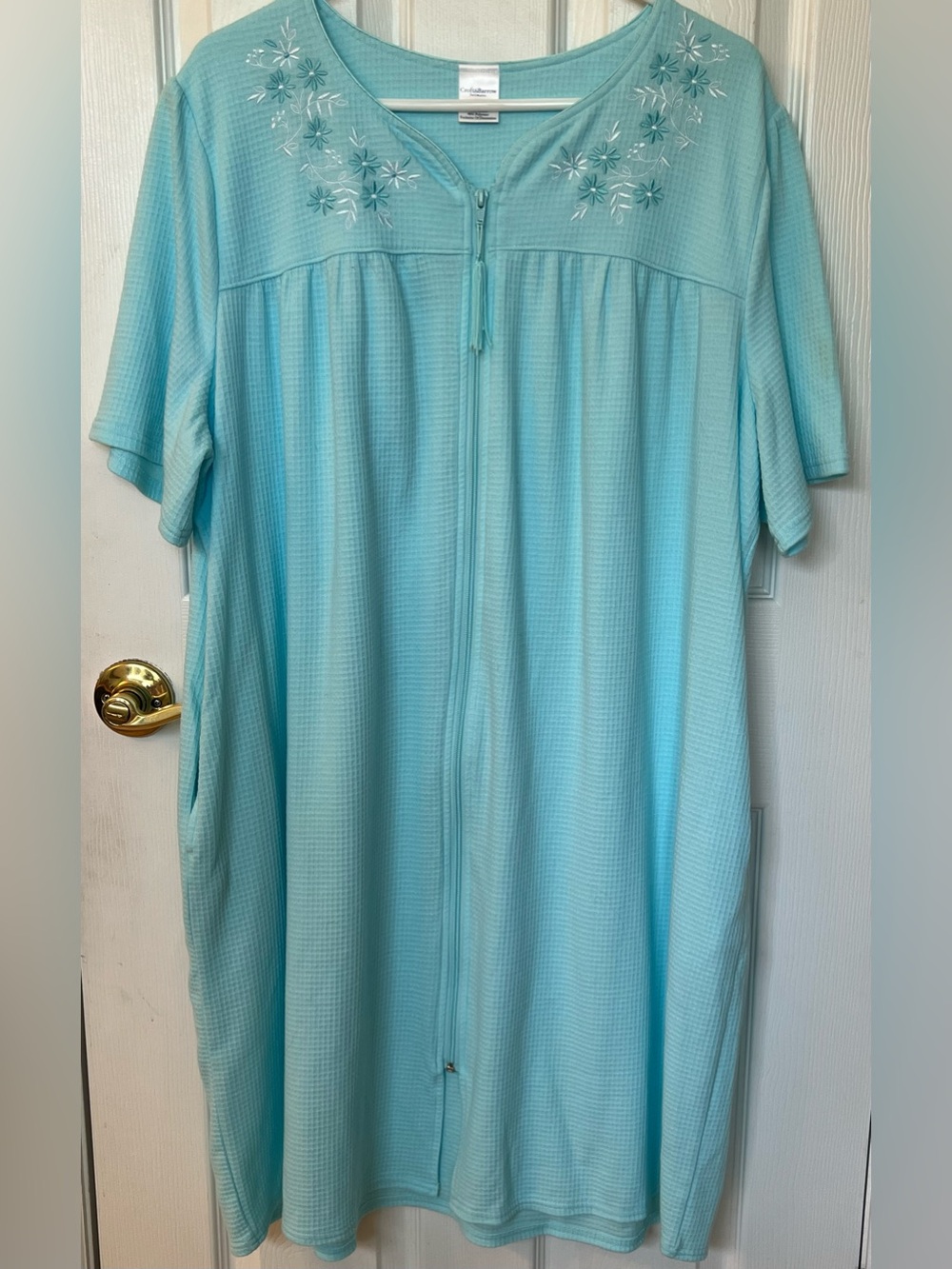 NWOT Croft & Barrow Intimates Blue Sz 1X Nightgown Robe Cotton Blend Full Zip